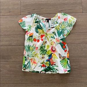 J.Crew Flutter Sleeve Tropical Jungle Blouse
